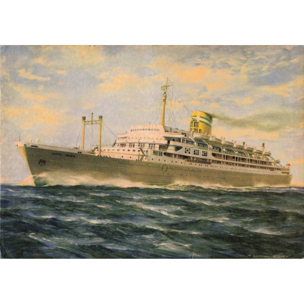 Vintage T/S Santa Maria Postcard Gordon Ellis Art Companhia Colonial Navegacao - Picture 1 of 2